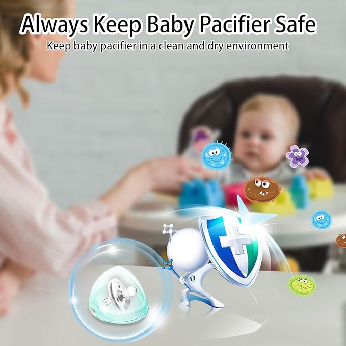 Nisxabebe Pacifier Case,6 Pack BPA Free Pacifiers Holder Case with Lanyard for Diaper Bag,Pacifiers Container Box for Baby Binky Nipple Travel,Essential Pacifier Accessories,Easy to Clean, Green
