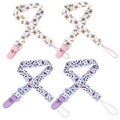 Cute Adult Pacifier Clips: Pacifier Holder Clip with Convenient Hook Loop - Bad Rock Rabbit & Windmill Puppy - 17 Inch Long 4 Pack Set