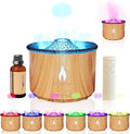 BOHOFAM Aroma Essential Oil Diffuser 360 ML,Volcano and Flame Diffuser/Humidifier,Give1.76 oz Hotel Collection Diffuser Oils,7 Colorful Light Change,Diffusers for Home,Large Room(Wood Grain)