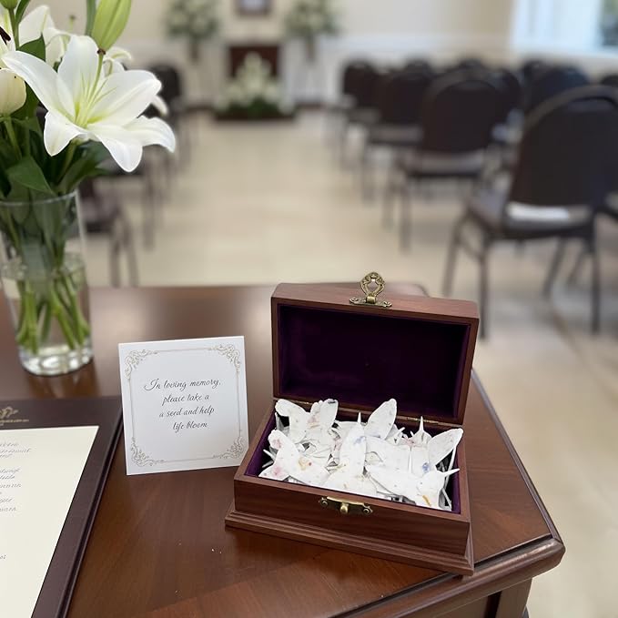 Wildflower Seed Paper - Set of 24 Hummingbird-Shaped for Funeral Favors, Memorial Gifts, & Sympathy Gifts for Loss of Father and Mother (Pink & Blue)