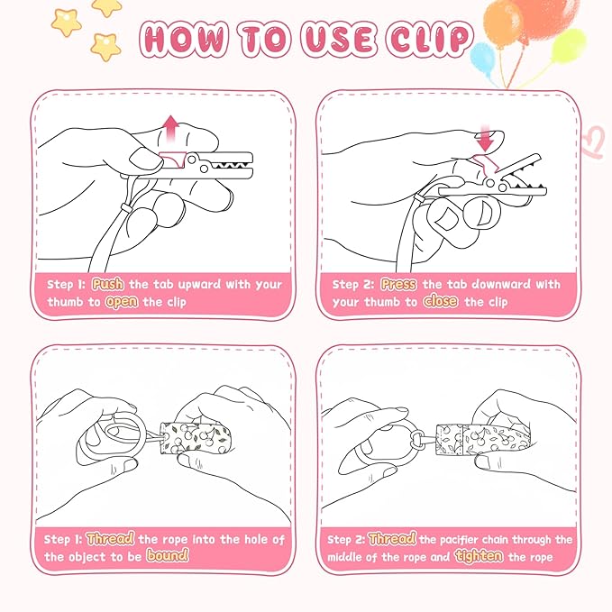 Smlpuame Pacifier Clip Girl,6 Pack Stylish Binky Clips Strap for Baby Girls,Paci Holder with Clip Lightweight Universal Fits Most Pacifiers Teether Toy Teething Ring Soothie,Baby Gift(Flower & Fruit)