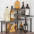 ZHWS Kitchen Countertop Organizer, Bathroom Counter Organizer, Adjustable 3 Tier Corner Shelf with 4 Metal Hooks for Counter Organize, Spice Rack, Makeups, Coffee Station Bookshelf (Rustic Grey)