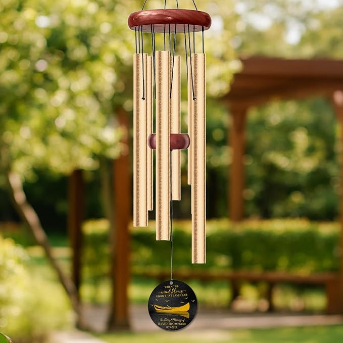 Personalized Boating Memorial Wind Chime – “Boating on The Waters of Heaven” Custom Name & Years – Nautical Sympathy Gift for Loss of Loved One – Outdoor Sailboat Remembrance Windchime for Sea Lovers
