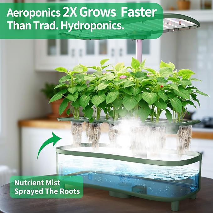 Hydroponics Growing System Kit Indoor: Aeroponics Herb Garden Kit 15 Pods, 3 Grow Modes, 24H Timer Hydroponic Gardening System, Quiet Smart Water Pump Hydroponic Planter For Home Kitchen Office