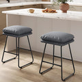 VASAGLE Bar Stools Set of 2, Counter Height Bar Stools, Leather Counter Stools Barstools with Soft Cushion and Metal Sled Legs, 25.6 Inches Bar Height Bar Chairs for Kitchen Island, Slate Gray