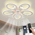 LED Ceiling Fan with Light Low Profile Ceiling Fan with Light White Flush Mount Fandelier 6 Speeds 3 Color Dimmable White Fan for Bedroom Kids Room Living Room