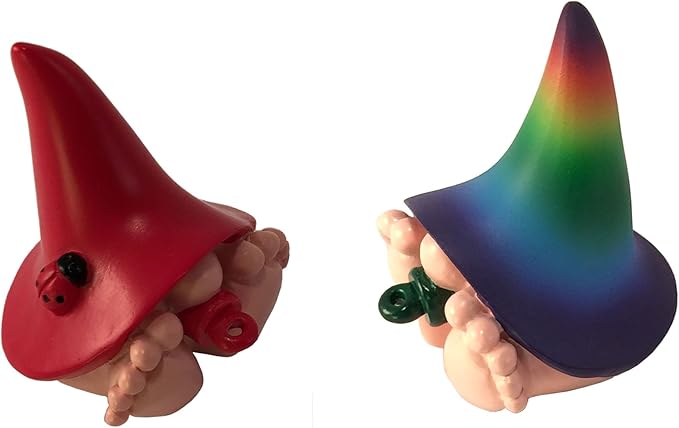 GlitZGlam Giant Baby Gnome for Your Enchanted Gnome and Fairy Garden (6 Inches Tall) (Rainbow)