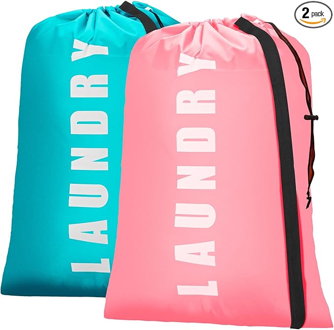 Heavy Duty Laundry Bag with Strap, 2 Pack Travel Laundry Bags