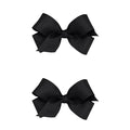 Wee Ones Girls 2 Pack Grosgrain Hair Bows with Plain Wrap Centre on a Wee Stay No Slip Clip, Mini, Black