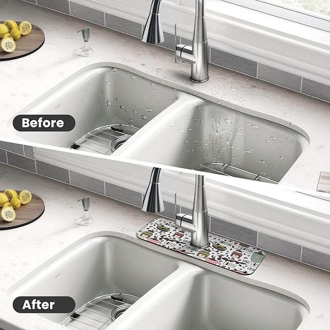 Coffee Coffe Kitchen Sink Splash Guard Faucet Mat Super Absorbent Fast Drying