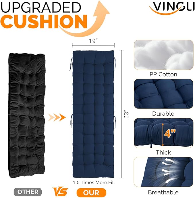 VINGLI Padded Zero Gravity Chair, Lounge Chair with Removable Cushion & Tray， Folding Reclining Patio Chairs， Recliner Chair for Lawn，Indoor and Outdoor-Blue