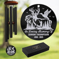 Personalized Hunter & Fisherman Memorial Wind Chime – Custom Wildlife Engraved “in Loving Memory” Outdoor Sympathy Gift – Remembrance Gift for Loss of Loved One – Rustic Windchime Tribute