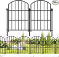 Metal Garden Fence 17in (H) x 10ft (L), 10 Panels + 11 Stakes Dog Fence Border Fence Animal Barrier, No Dig Garden Fencing for Yard Flower Bed Patio Outdoor, CTW1710 Black