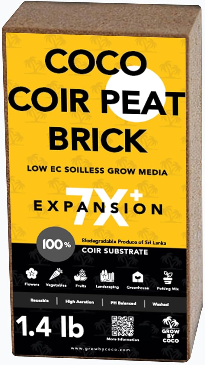 Coco Coir 650g Brick - Premium Organic Coco Peat Brick for Garden Soil & Potting Mixes-Coconut Fiber Substrate Mixes with Potting Soil for Indoor Plants & Outdoor Plants