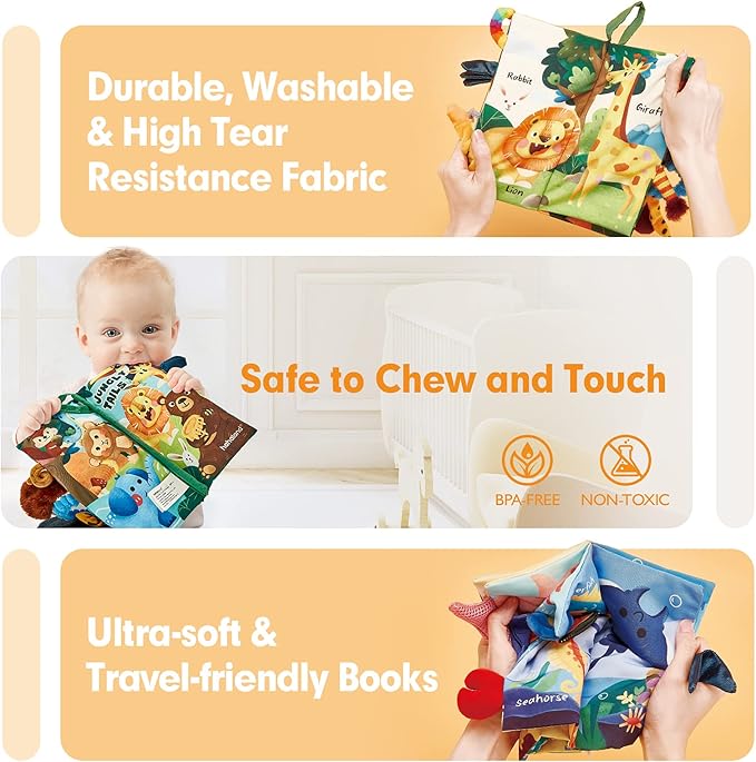 hahaland Baby Books 2 PCS and Baby Hanging Octopus Sensory Toy