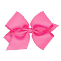 Wee Ones Girls' Classic Grosgrain Moonstitch Edge Hair Bow, No-Slip Hair Clip, Handmade, Hot Pink, King