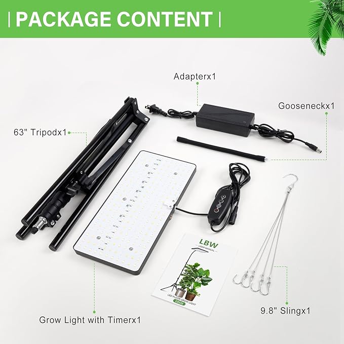 LBW Grow Lights for Indoor Plants Full Spectrum with Stand,214 LEDs Standing Plant Lights for Indoor Growing,Floor Grow Plant Lamp with 4/8/12H Timer,6 Brightness Levels,75" Adjustable Tripod