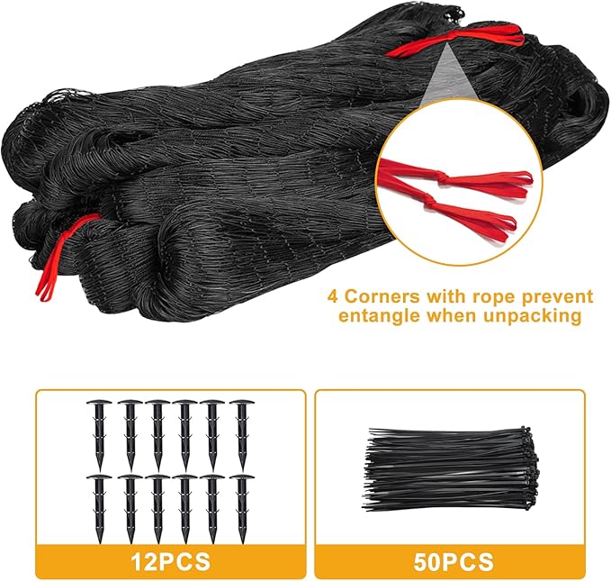 Bird Netting 25'x100' with 2.4" Square Mesh Chicken Coop Nettings, Poultry Netting Heavy Duty Nylon Nettings, Hawk Net for Chicken Run, Deer Fence Garden Fruit Tree Net