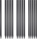 Straight Rebar Stakes 18 Inch 16 Pack Heavy Duty Steel Ground Stakes 1/2 Inch Diameter Landscape Timber Spikes with Chisel Point End for Plant Support, Concrete Form and Fence, Black