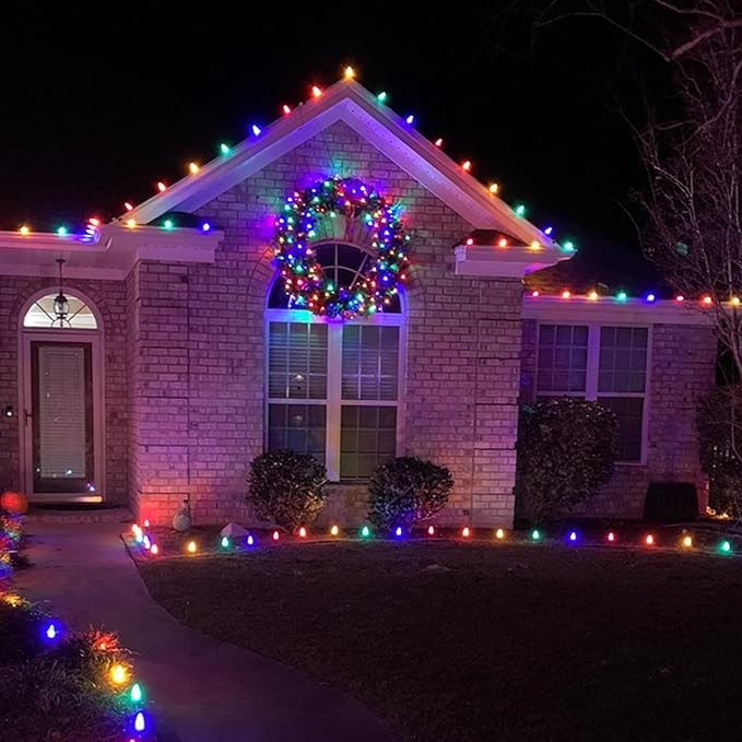 100 LED 5MM Green Christmas Lights, 33FT Indoor/Outdoor String Light, Mini Lights for Garden, Patio, Christmas Trees - Green Wire, Commercial Grade, UL Listed