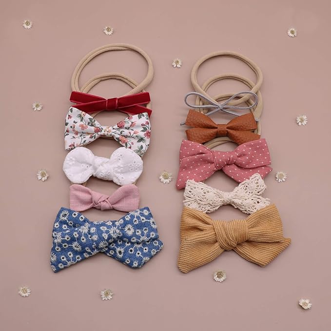 Baby Girl Headbands and Bows, Newborn Infant Toddler Nylon Hairbands Hair Accessories