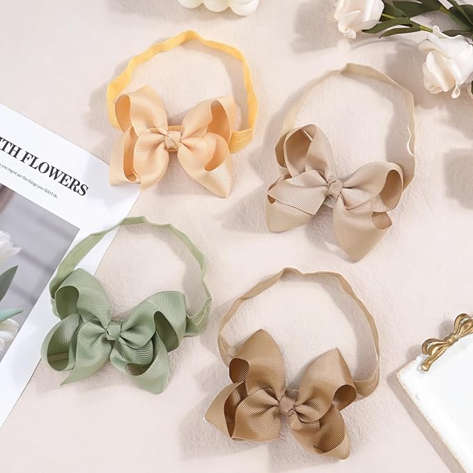 CellElection 40 Colors Baby Grosgrain Ribbon Hair Bows Headbands 4.5Inch Hair Bows Headbands Big Bow Hair Bands Hair Accessories for Baby Girls Infants Toddlers Newborns
