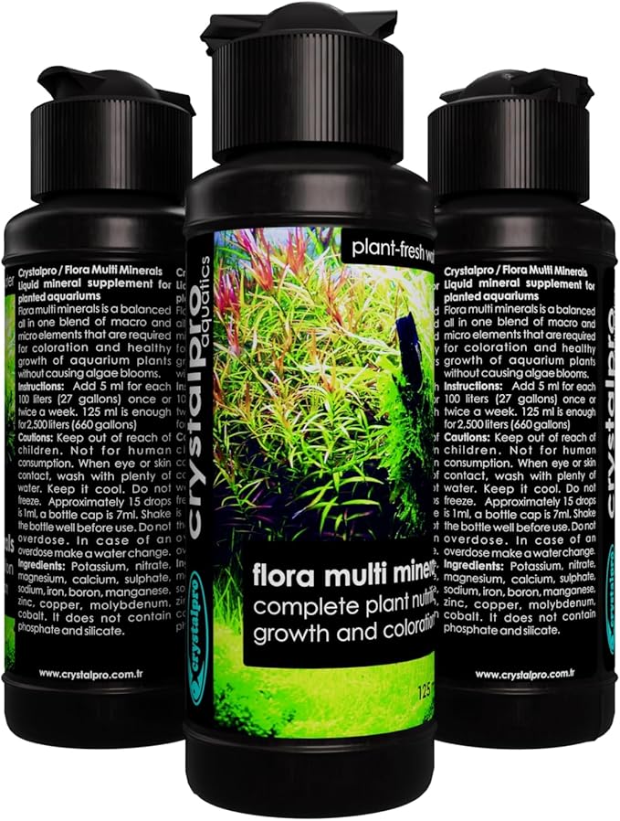 Flora Multi Minerals Aquarium Plant Fertilizer - All in One Aquarium Fertilizer for Fast Growing Healthy Plants - Plant Food for Root and Leaf Development (16.9 Fl Oz)