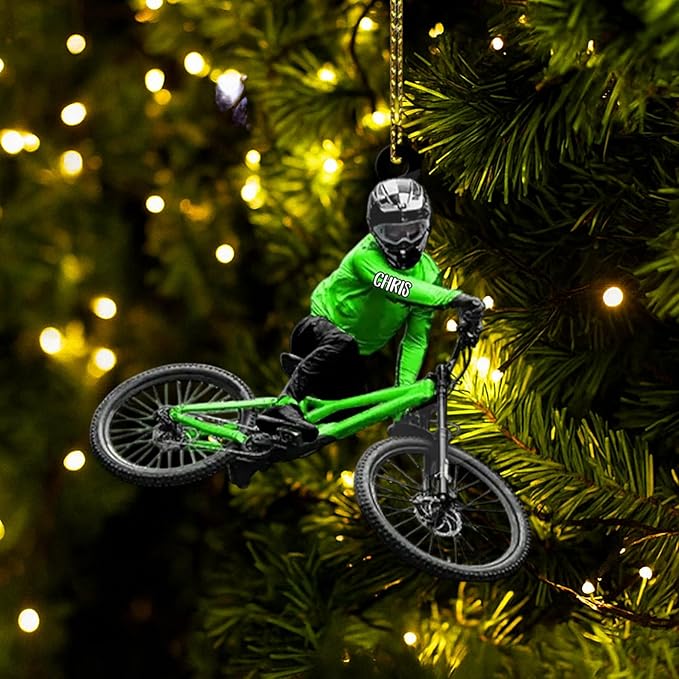 UrbanNEST Personalized Mountain Bike Christmas Ornament, Bicycle Ornaments for Christmas Tree, Mountain Bike Ornament, Bicycle Ornaments, Biker Girl Gifts, Gifts for Cyclist, Xmas Decorations