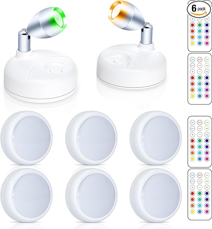 Small Focus Lights Battery Operated Spotlight Indoor for Decoration and Artwork Display and Battery Operated LED Puck Lights with Remote