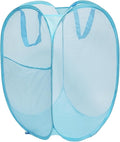 The upgraded pop-up laundry basket features a breathable side pocket mesh design