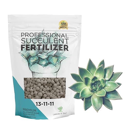 Leaves and Soul Succulent Fertilizer Pellets |13-11-11 Slow Release Pellets for All Cactus and Succulents | Multi-Purpose Blend & Gardening Supplies, No Fillers | 5.2 oz Resealable Packaging