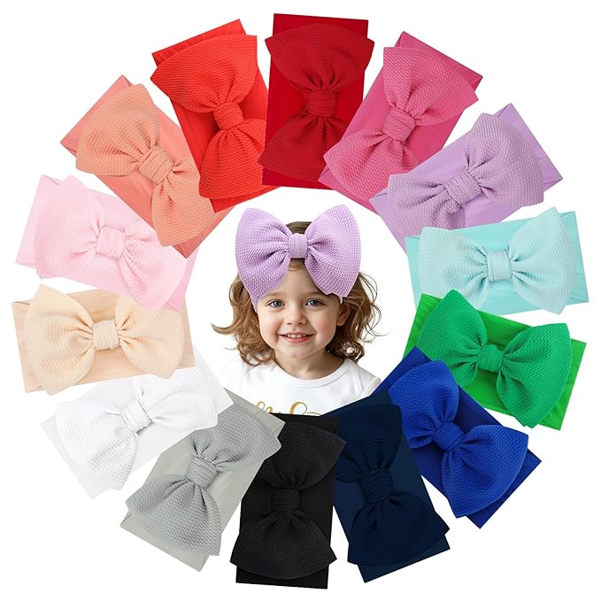 YanJie Infant, Newborn & Toddler Hair Accessories - Pretty Bow Headbands in Pink, Red & Blue