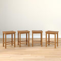 Grain & Grove Smith Collection Set of 4 Solid Wood Counter Height Bar Stools, 24-Inch Saddle Seat Backless Stools, Ideal for Kitchen Island, Dining, or Home Bar Seating, Pecan