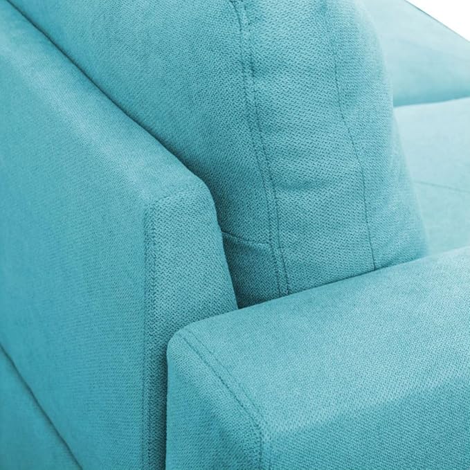 Light Blue L-Shaped 3-Piece Linen Sofa with Storage Ottoman Set, Sectional Couch Sofa Set for Living Room, Office, Small Space