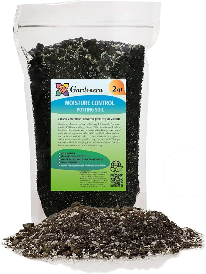 Gardenera Moisture Control Potting Mix - Perfect for Indoor and Outdoor Container Gardening! - 2 Quart