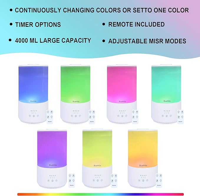 BlueHills Premium Set of Two Large 5000 ML XL and 4000 ML Essential Oil Diffusers Humidifier Combo for Large Room Home with Décor LED Lights Great Gift – White