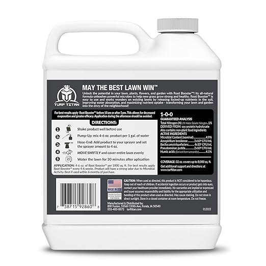 Turf Titan Root Booster – Grass Probiotic & Garden Booster – Natural Liquid Probiotic for Lawn Care – Green Lawn Enhancer for Yard Maintenance – Covers up to 8,000 Sq Ft