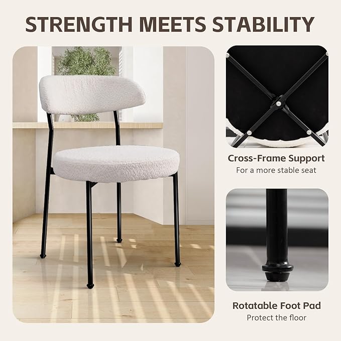 SoarFlash Kitchen Table and Chairs for 2, 24" Dining Table Set for 2 with Boucle Upholstered Chairs, 3 Piece Round Kitchen Table Set, Dining Room Table Set for Small Space, Apartment