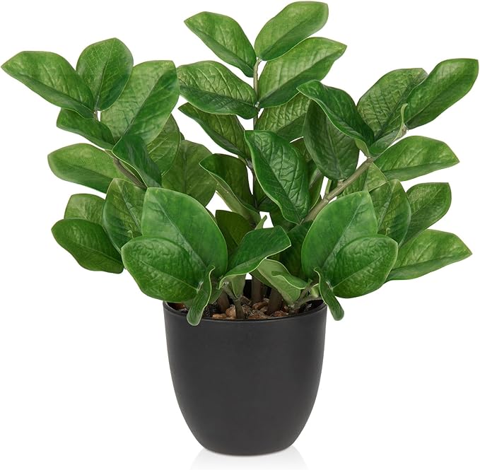 Briful Faux Plants Indoor, Artificial ZZ Plants in Black Pot Fake House Silk Plants for Home Office Dining Table Shelf Decor Bathroom Aesthetic (Green, 1Pack)