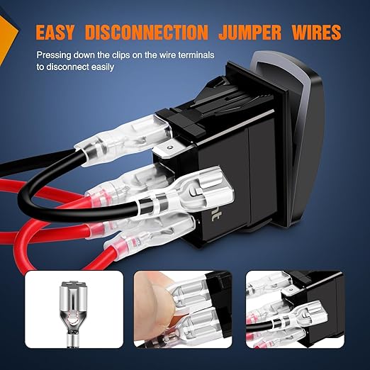 Nilight Hazard Warning Rocker Switch 5 Pin Laser On Off SPST switches 20A/12V 10A/24V Red LED Light Emergency w/Jumper Wires Set for Cars Trucks Boats ATVs UTVs RVs