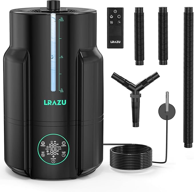 6L/1.59Gal Humidifier for Plants, Reptile Fogger Mister with Precise Temp & Humidity Probe/Expandable Hose, Smart Humidifier for Grow Tent, Mushroom, Houseplants, Reptile Tank 24H Timer