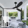 heimo 52 Inch Black Ceiling Fan with Light and Remote, Wood Outdoor Ceiling Fans with Lights Dimmable for Bedroom Living Room Patios Kitchen Modern 3 Blade Propeller Indoor Fan