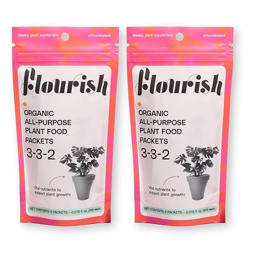 10 Individual Single Use Packets - Flourish Plant Organic All-Purpose Fast Acting Plant Food 3-3-2 Fertilizer for Indoor Plants - CDFA Certified, 0.078 fl oz, (2 Packs of 5 Single Servings) USA Made