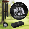 Personalized Bowling Memorial Wind Chime – “Bowling The Lanes of Heaven” Custom Engraved Name & Years – Sympathy Gift for Bowlers & Sports Lovers – Memorial Windchime Tribute for Loss of Loved One