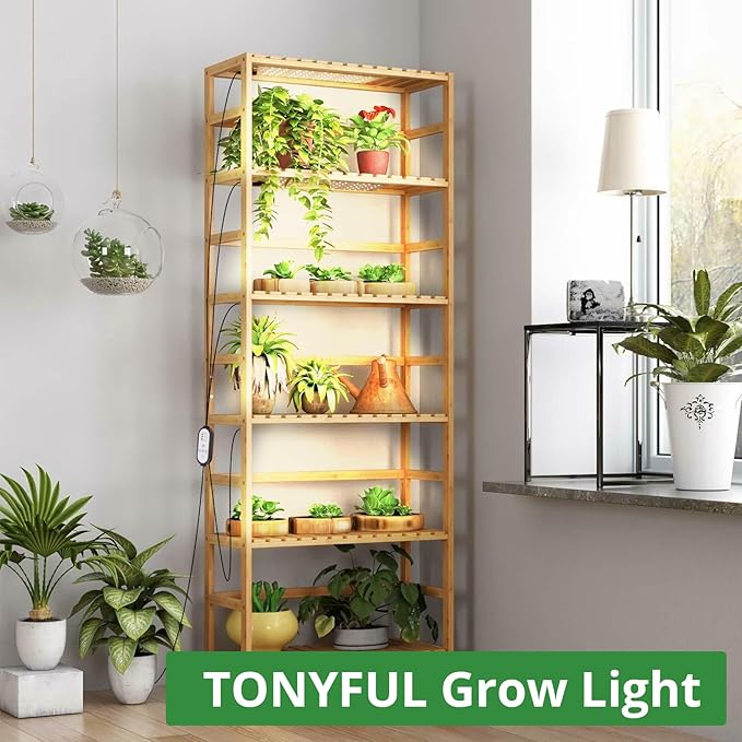 TONYFUL LED Grow Lights, 180 LEDs Plant Lights for Indoor Growing, 24W Premium Full Spectrum Grow Light with 3/9/12H Timer, 10 Dimmable Levels - Ideal for Indoor Growing (2Pcs)