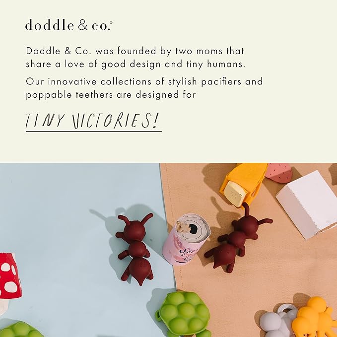 Doodle & Co. London Classic Pacifier for New Born Babies | BPA Free Angled Shape 100% Silicone for Infants with & Without Teeth | Helps Promote Healthy Oral Development | 0+ Months | Earth/Night