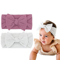 Baby Bling Bows - Newborn to Little Baby Girl Bows, 2 Pack Nylon Super Soft Stretchy Knot Toddler Headbands, Perfect Hair Accessories Head Bands for Infant Kids(Mauve & Ash)