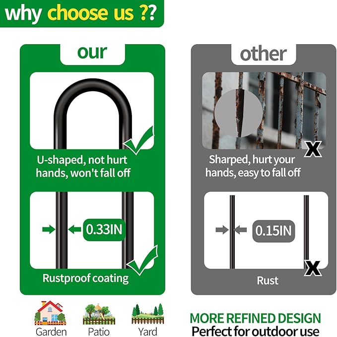 Metal Decorative Garden Fence, 32" High x 26" Wide (9 Panels + 1 Gate) Total Length 21.6 ft, No Dig Dog Fence Outdoor for Yard, Rustproof Animal Barrier Fencing, Garden Edging Border for Yard