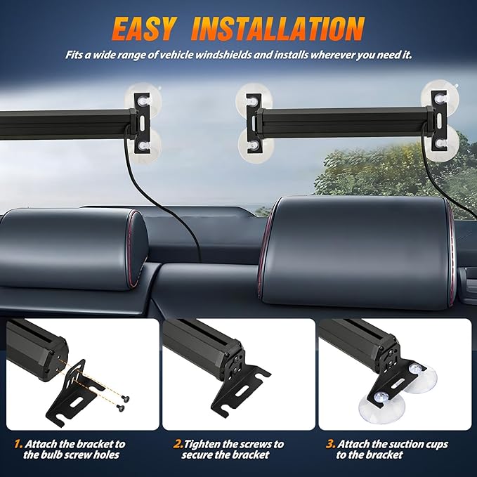 Nilight 40LED Purple White Emergency Strobe Traffic Advisor Light Bar with Suction Cups Dash Safety Warning Hazard Flashing Lights Interior Front/Rear Windshield for Trucks Construction Vehicles
