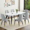 7 Piece Modern Dining Set, 62'' Sintered Stone Dinner Table for 6, 6 Chairs, Easy to Assemble